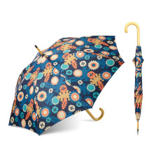 Topumbrella calificó el paraguas doble de la impresión de la transferencia de calor de la capa, logotipo de la aduana del paraguas